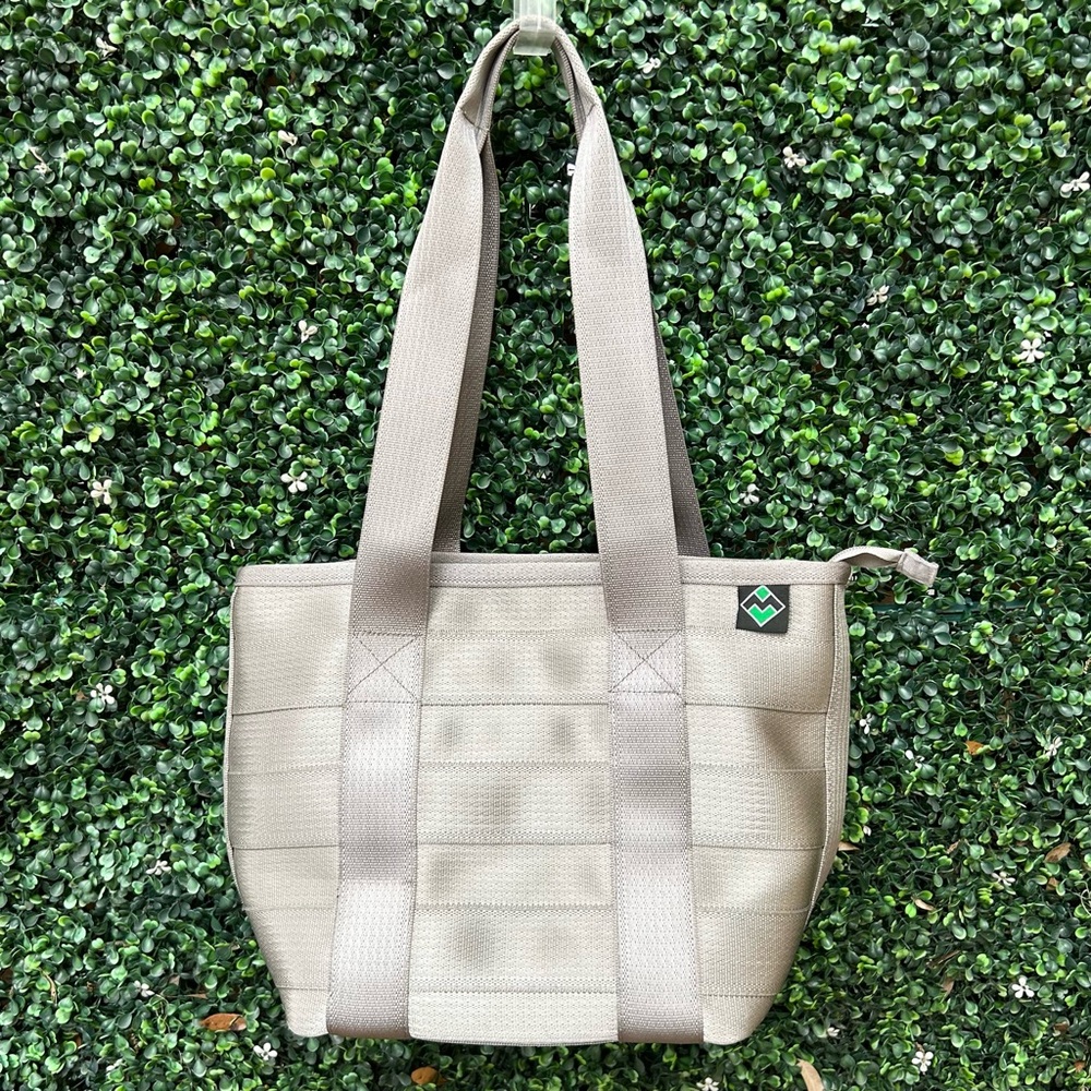 Maggie Bags Seatbelt Gray Silver Double Handle Tote Shoulder Bag